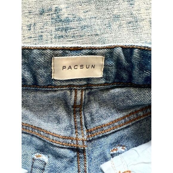 PacSun Light Blue Distressed High Rise Festival Denim Shorts 23" - Picture 3 of 7